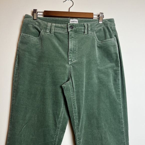 Chico’s Vintage Green Corduroy Jacket & Flare Pants Suit Sz M / 8 / Chico’s 1 - Picture 11 of 16